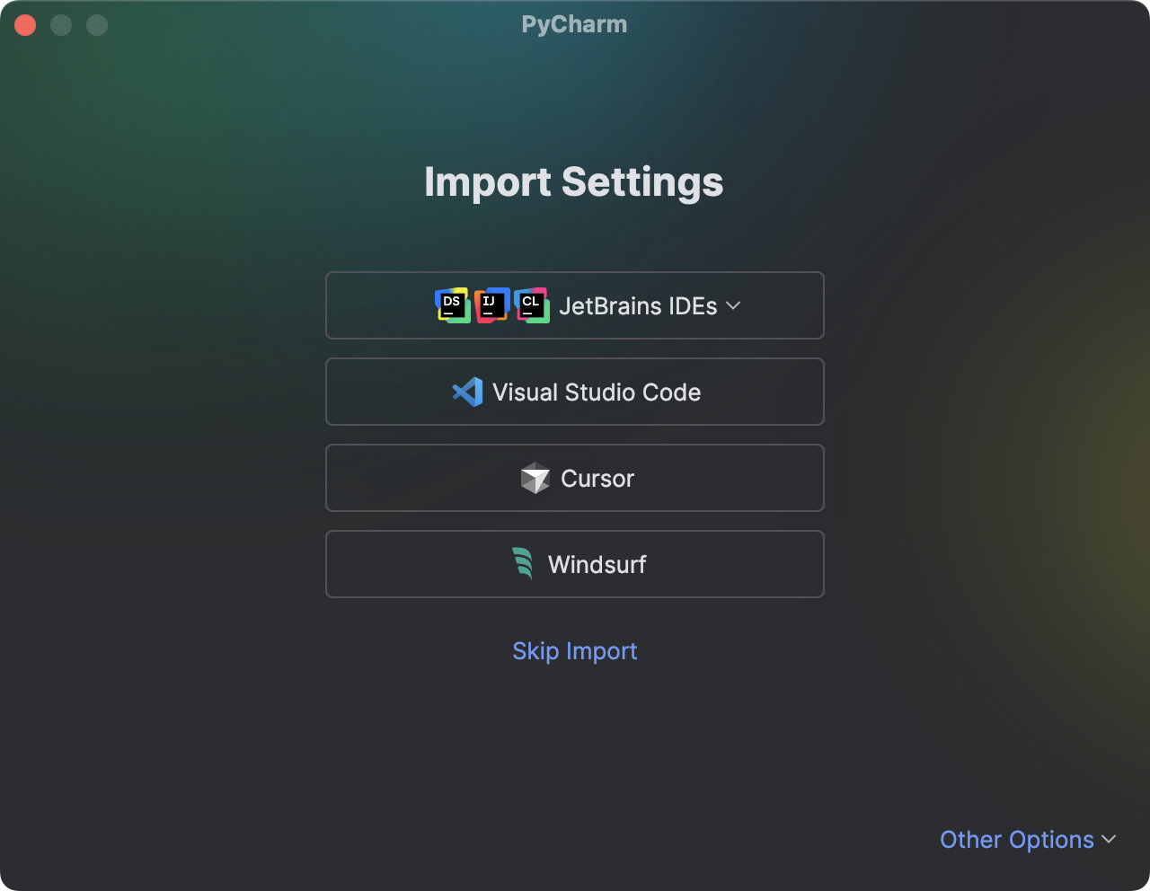 The Import Settings dialog The Import Settings dialog