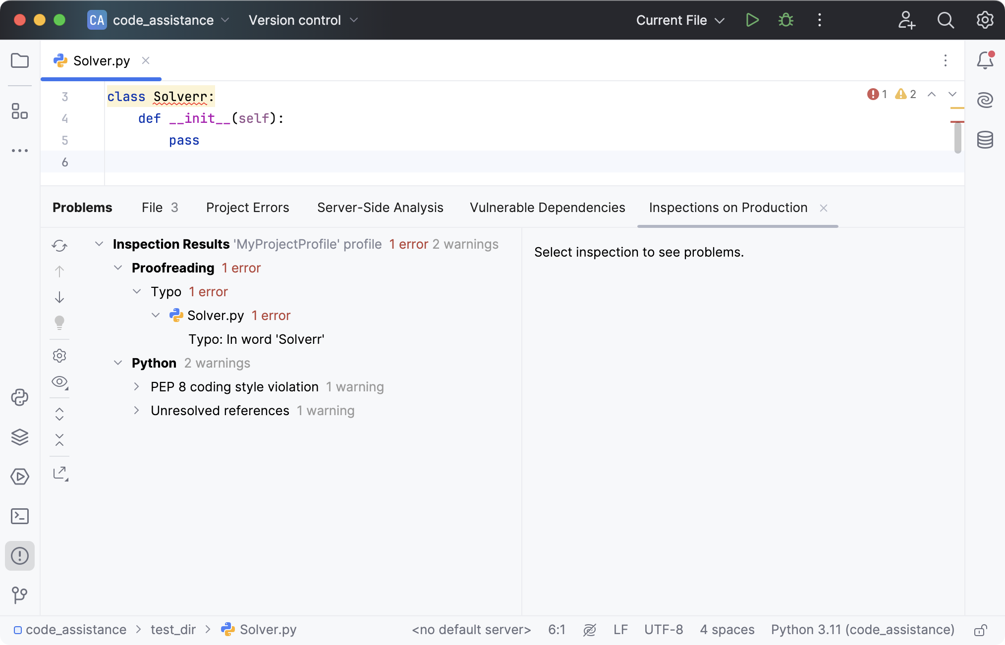 Inspection results Inspection results
