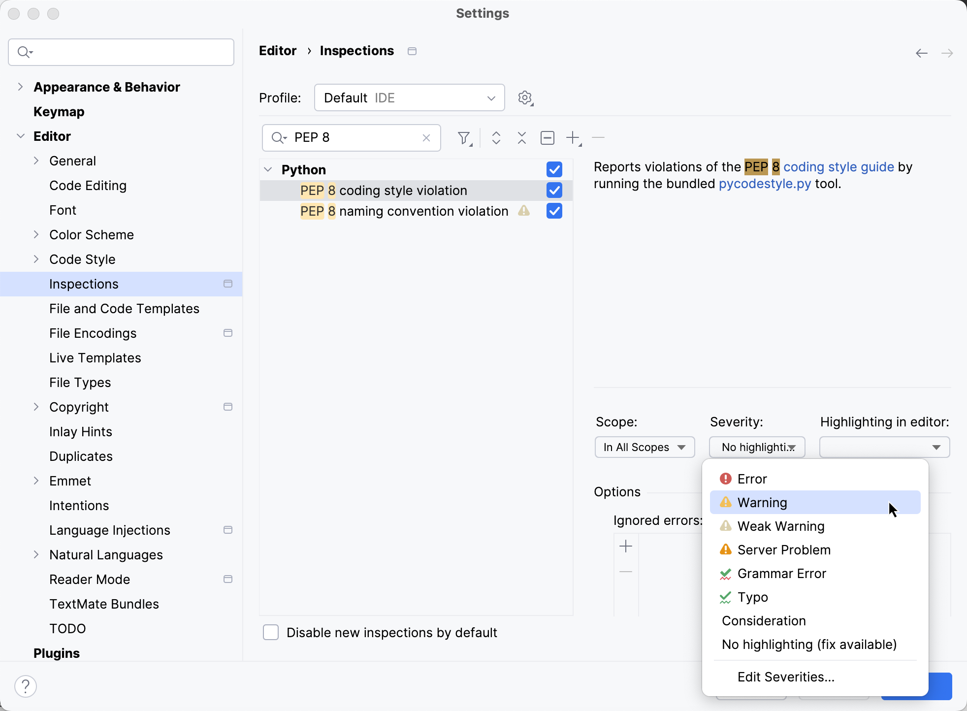 Severity Change Severity Change