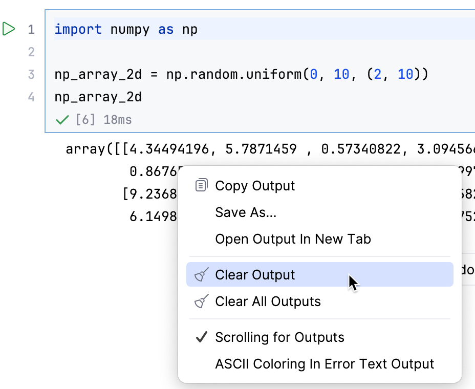 清除输出 清除输出
