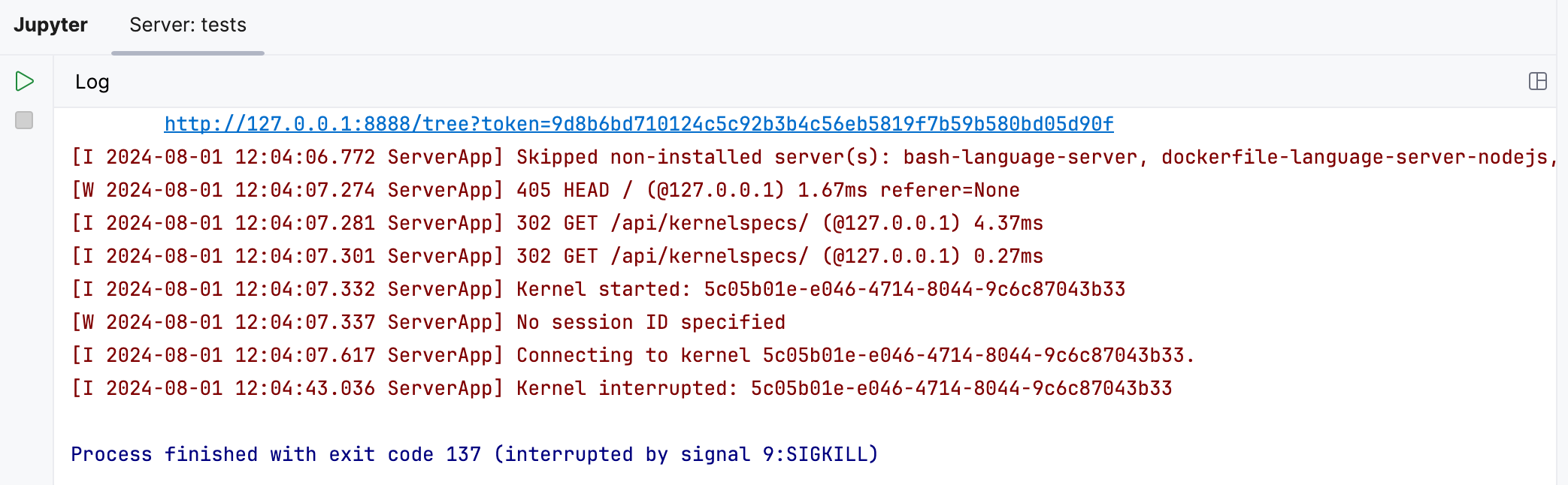 Stopping the server Stopping the server