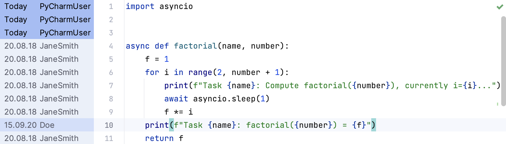 Git Blame annotations Git Blame annotations