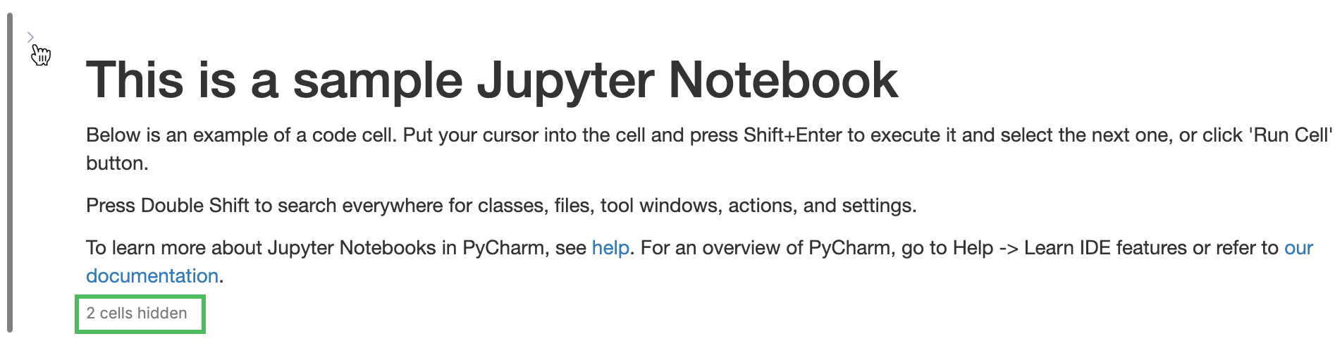 Collapsed notebook cells Collapsed notebook cells