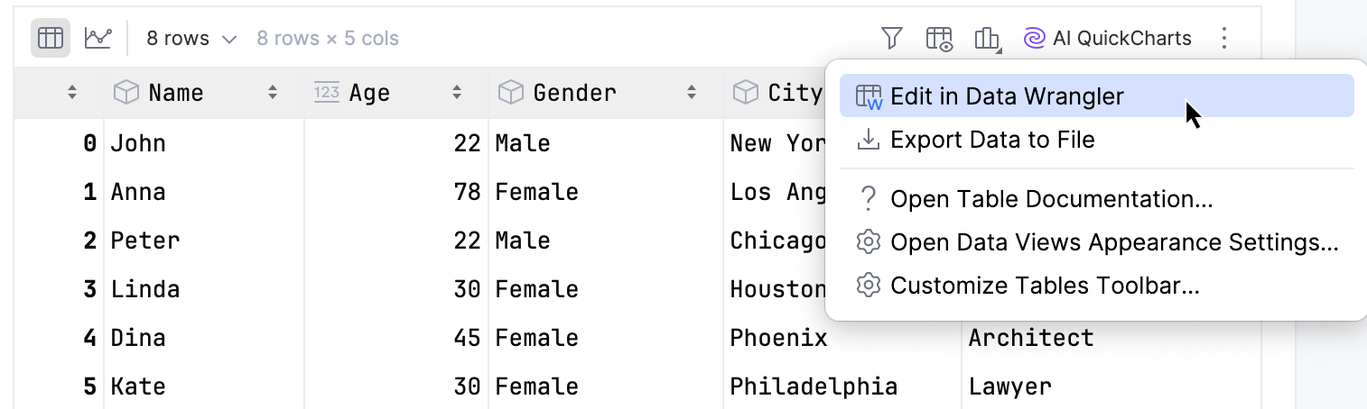 Click Edit in Data Wrangler Click Edit in Data Wrangler