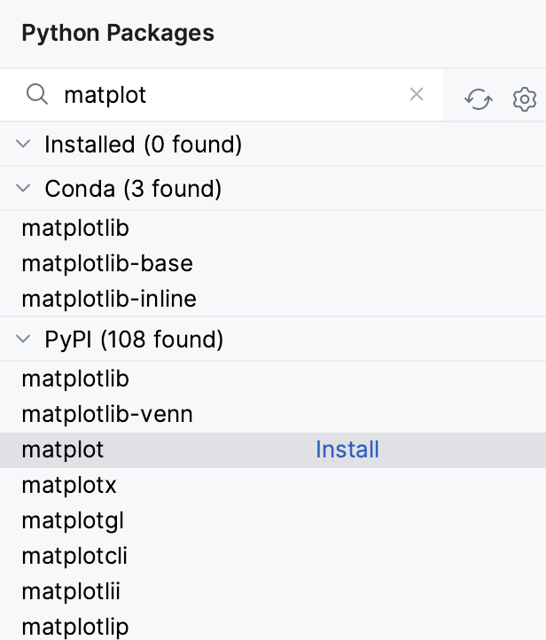 在 Python Packages 工具窗口中搜索软件包 在 Python Packages 工具窗口中搜索软件包