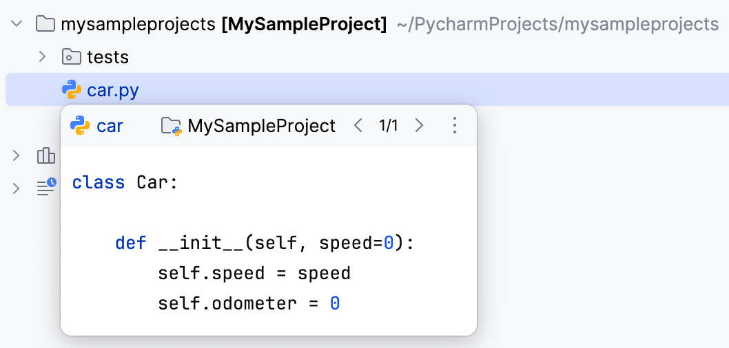 在项目工具窗口中打开文件预览 在项目工具窗口中打开文件预览
