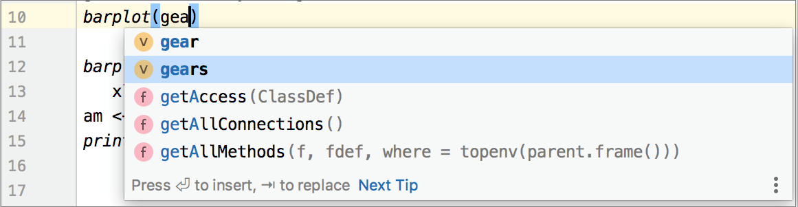 Code completion for R Code completion for R