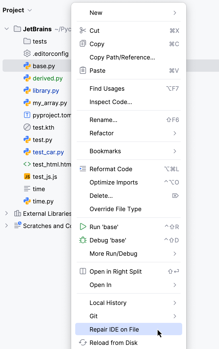 Repair IDE on File Repair IDE on File