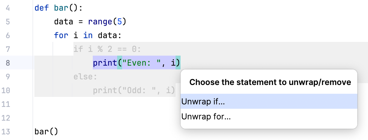 Select a statement to unwrap Select a statement to unwrap