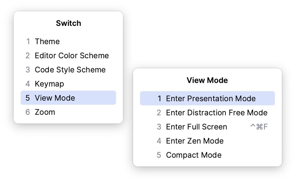 Toggle viewing mode via quick switcher Toggle viewing mode via quick switcher