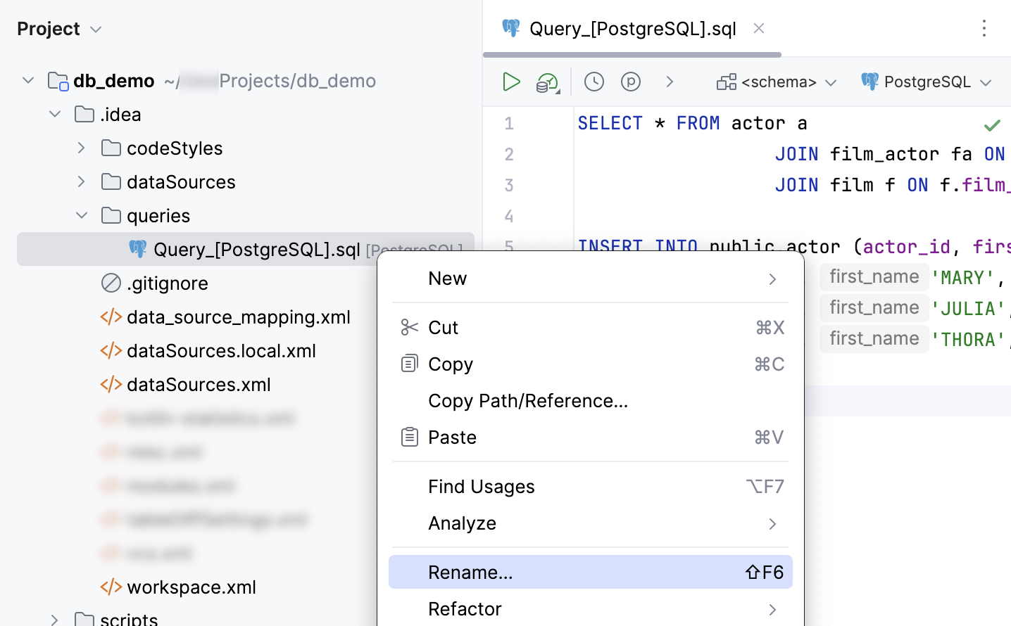 重命名查询文件 重命名查询文件