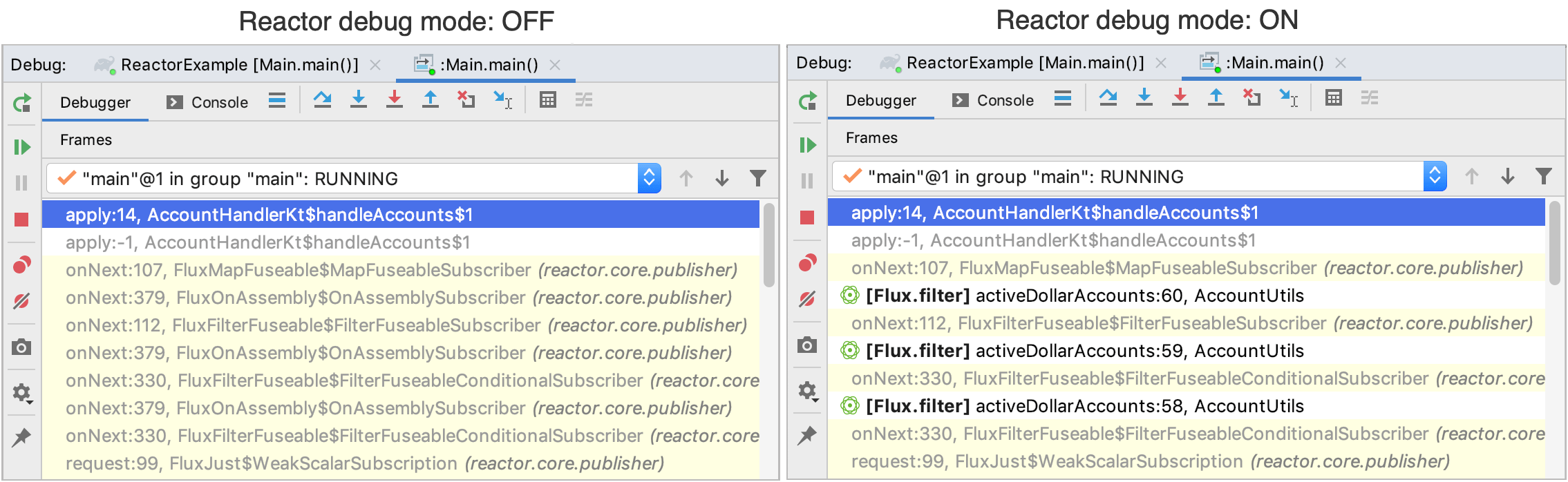 Reactor debug mode off and on Reactor debug mode off and on