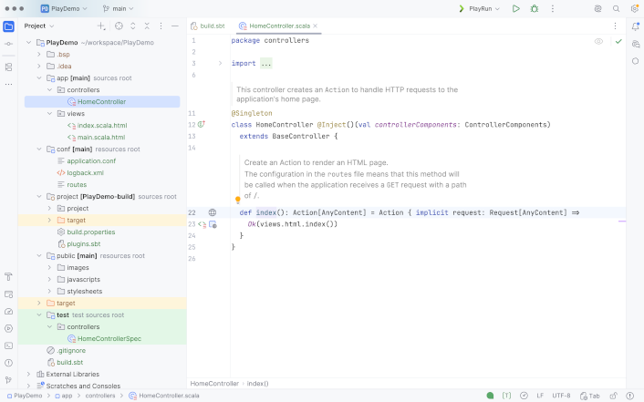Play project editor and tool windows Play project editor and tool windows