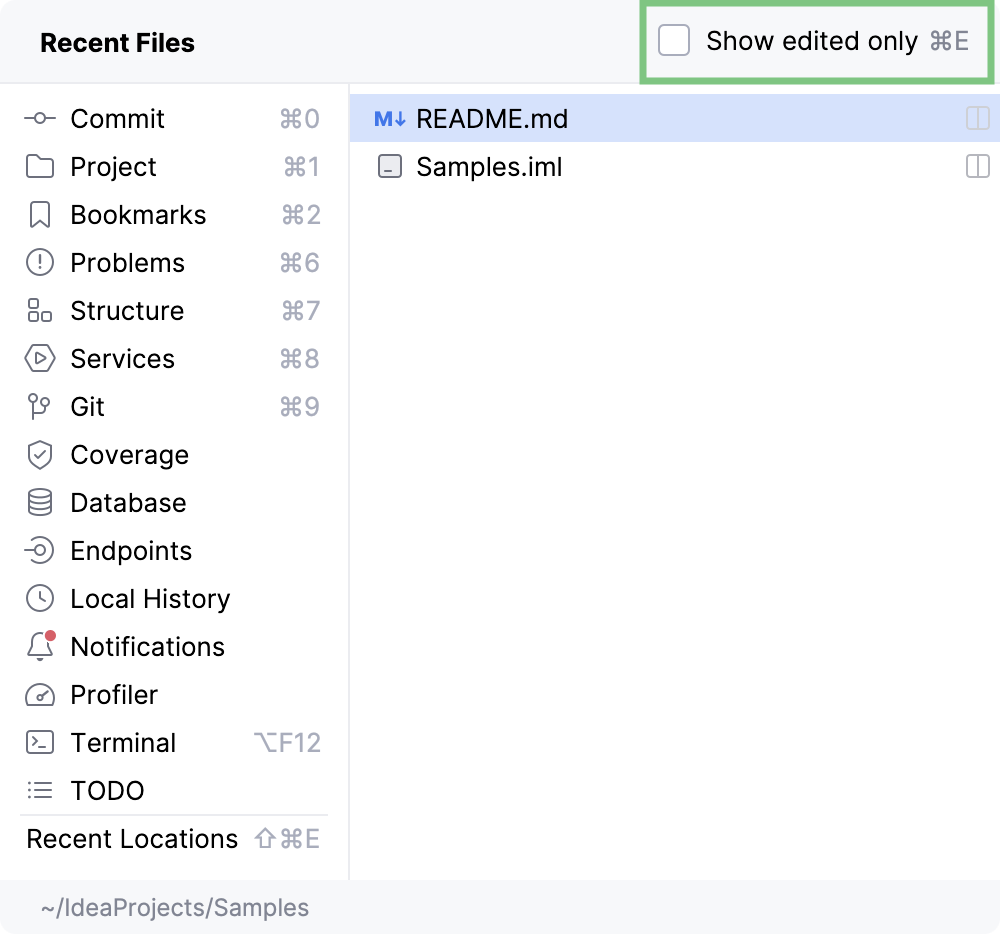 Recent files Recent files