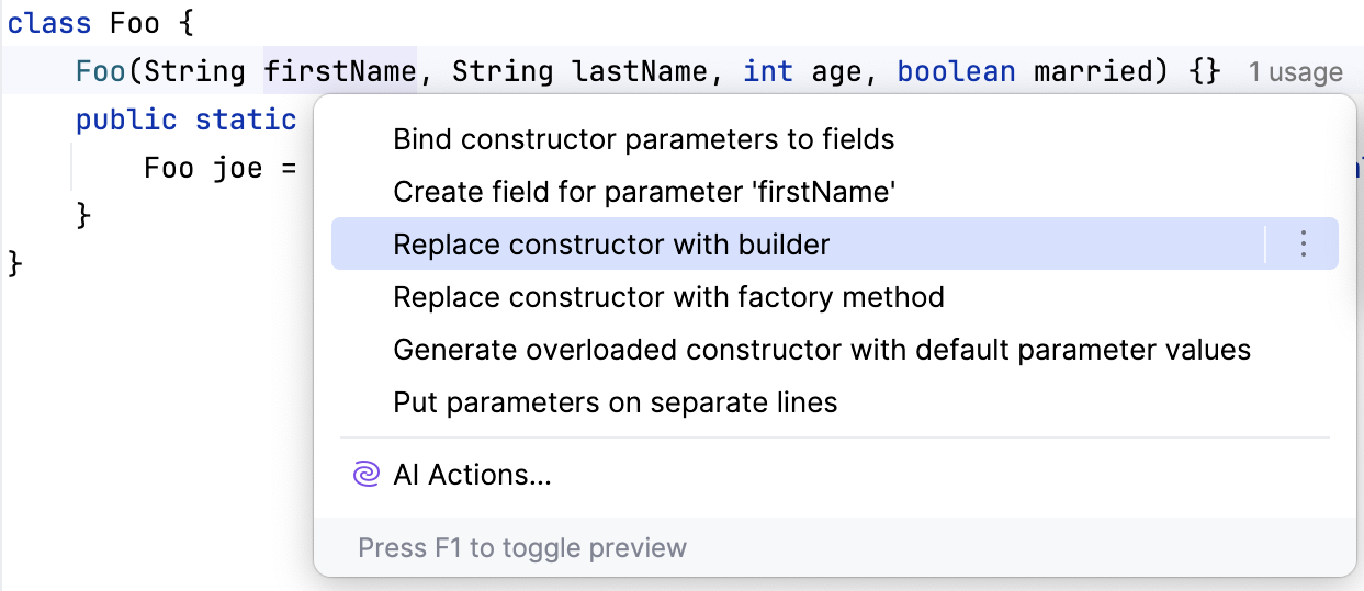 Replace constructor with builder Replace constructor with builder