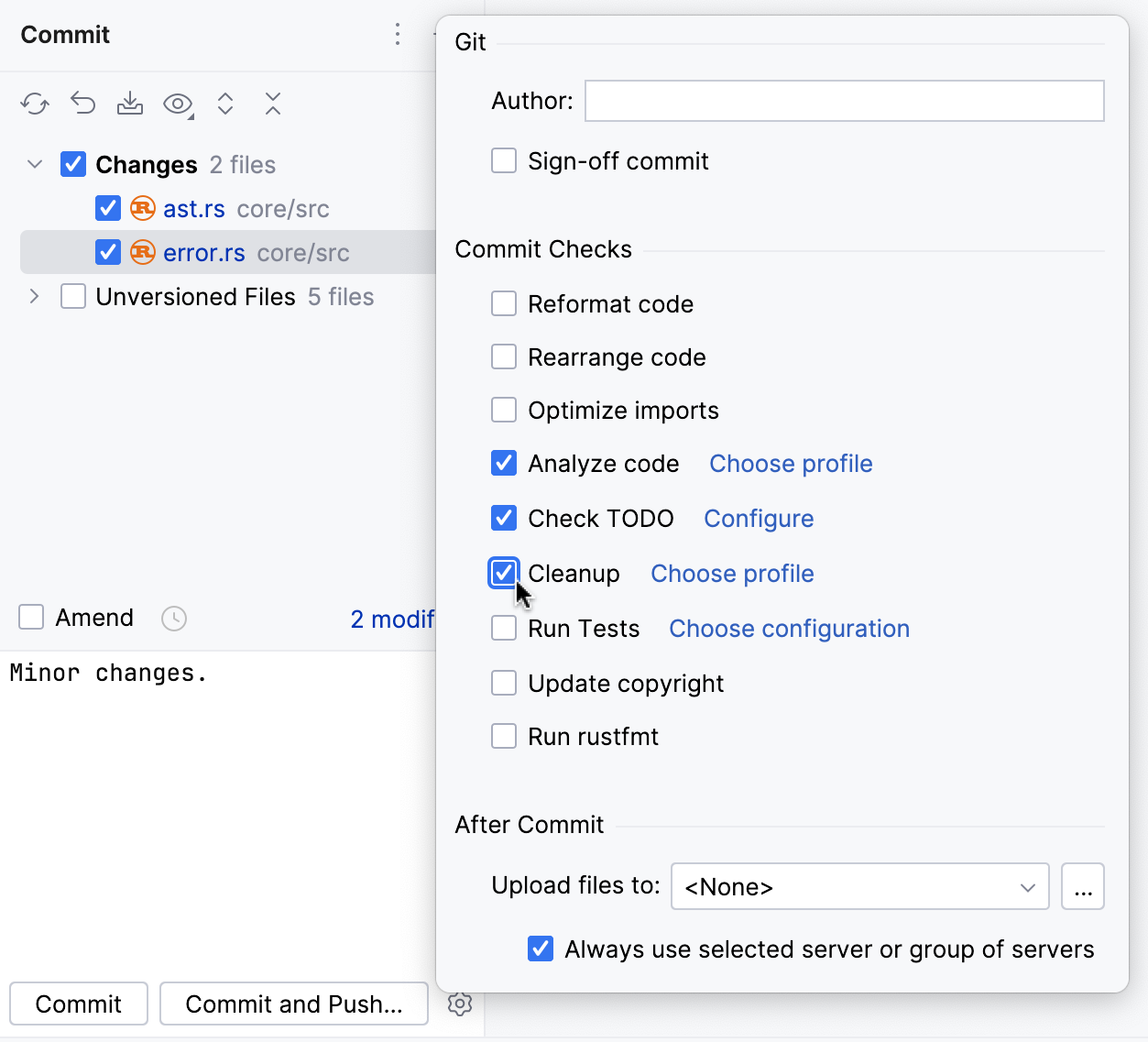 为提交运行代码清理