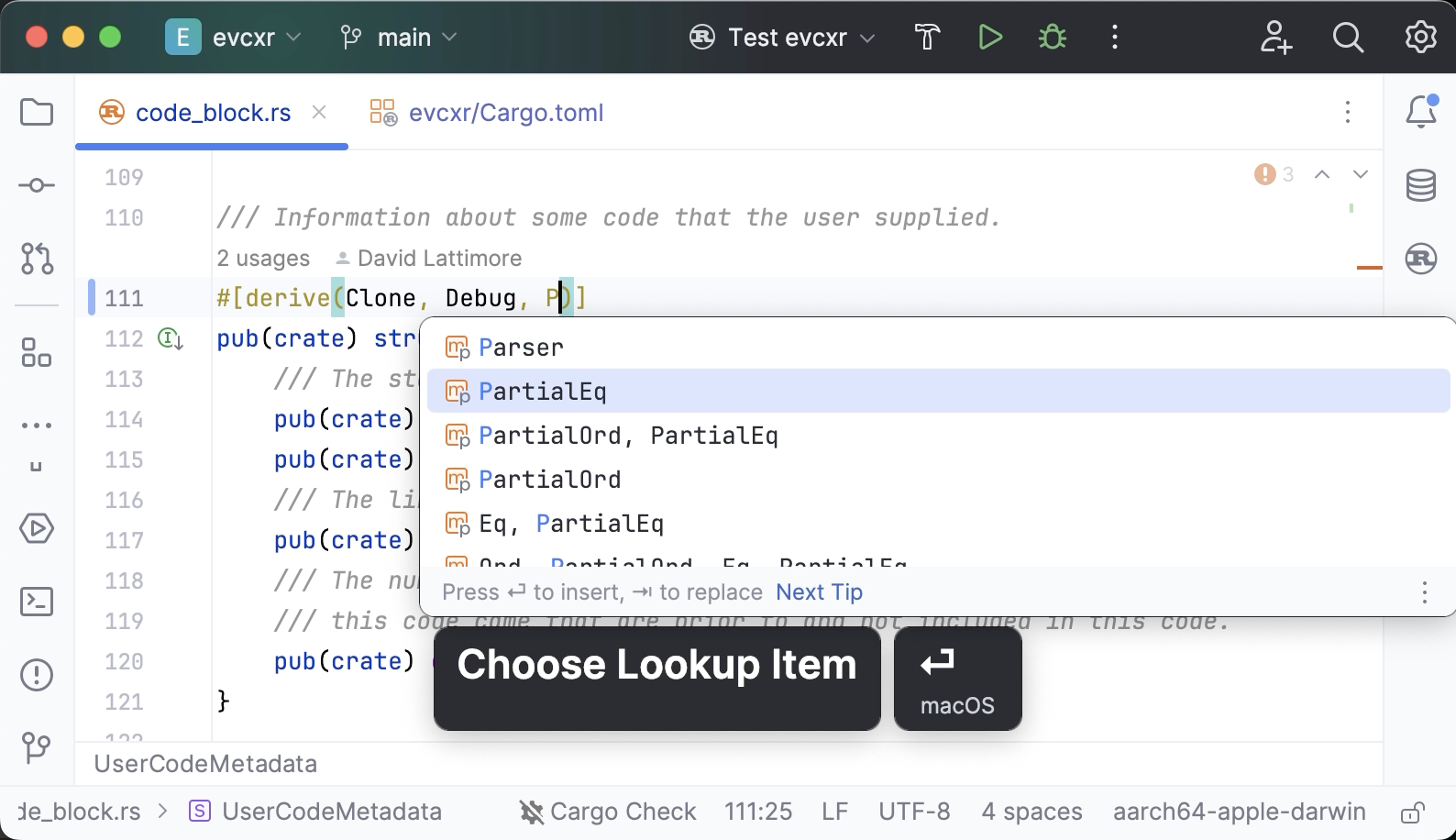 在 #[derive] 中的补全