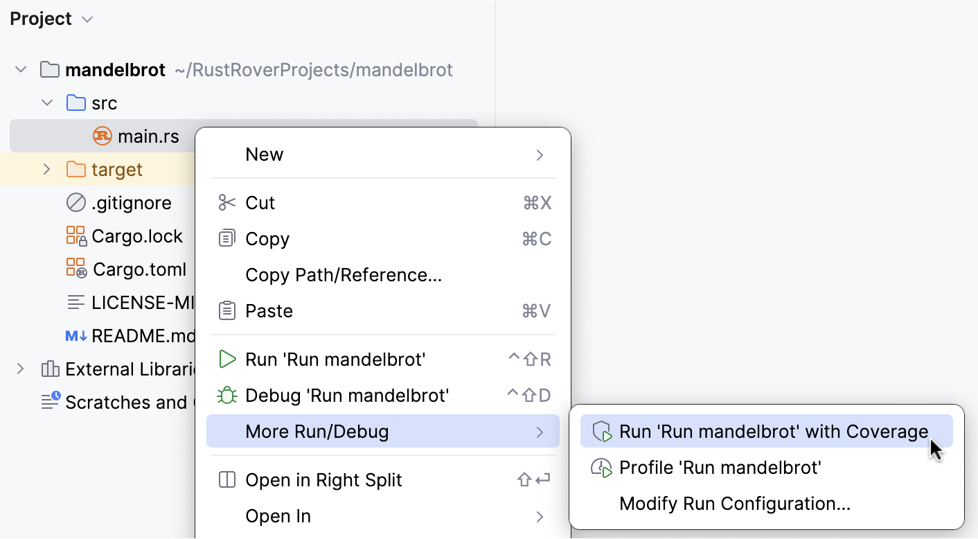 Running with coverage using gutter menu Running with coverage using gutter menu