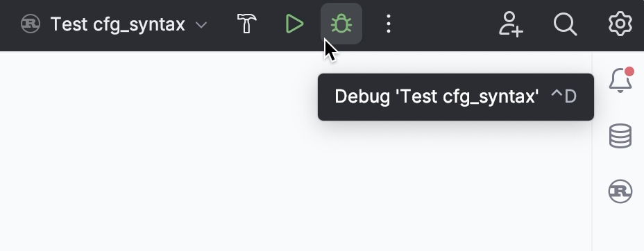 Initiating debug from the toolbar Initiating debug from the toolbar