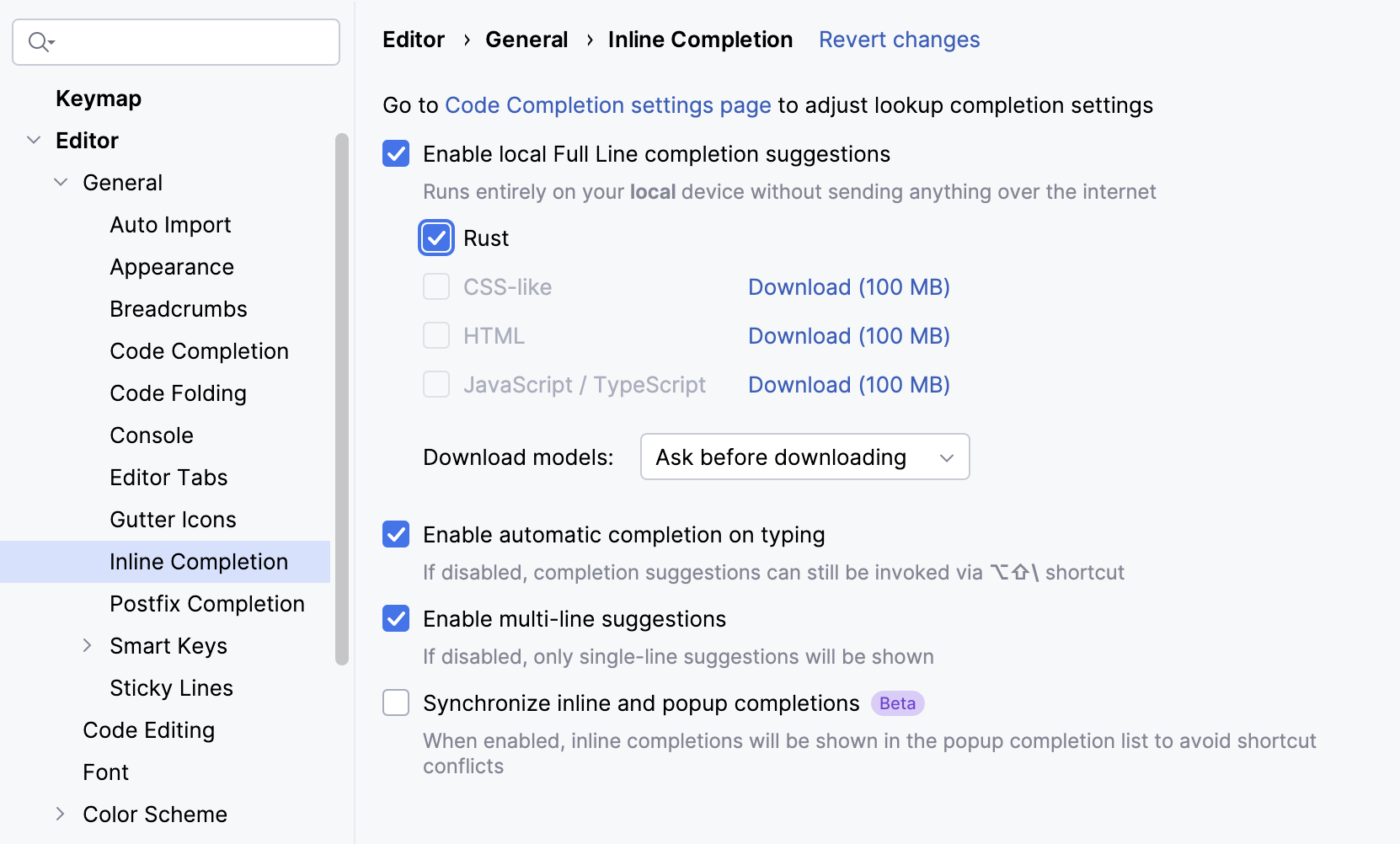 启用整行代码补全 启用整行代码补全