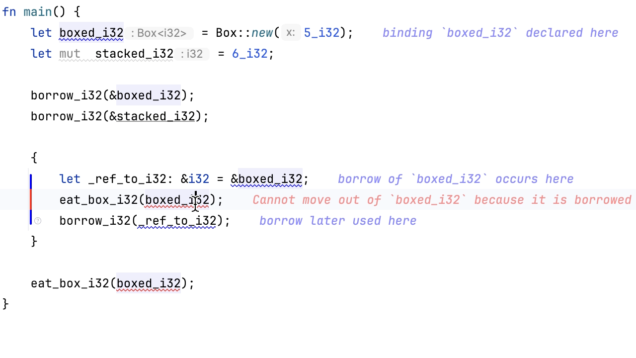 Inline error messages and explanations