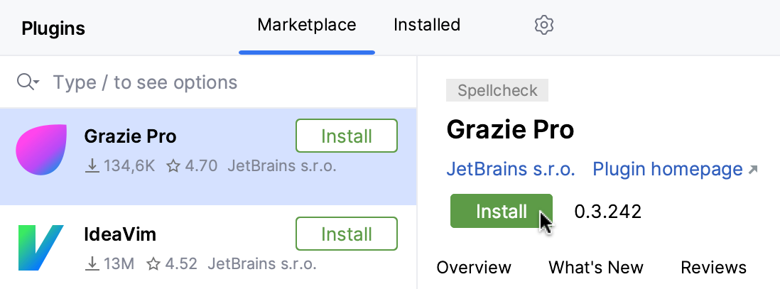 正在从 Marketplace 安装插件