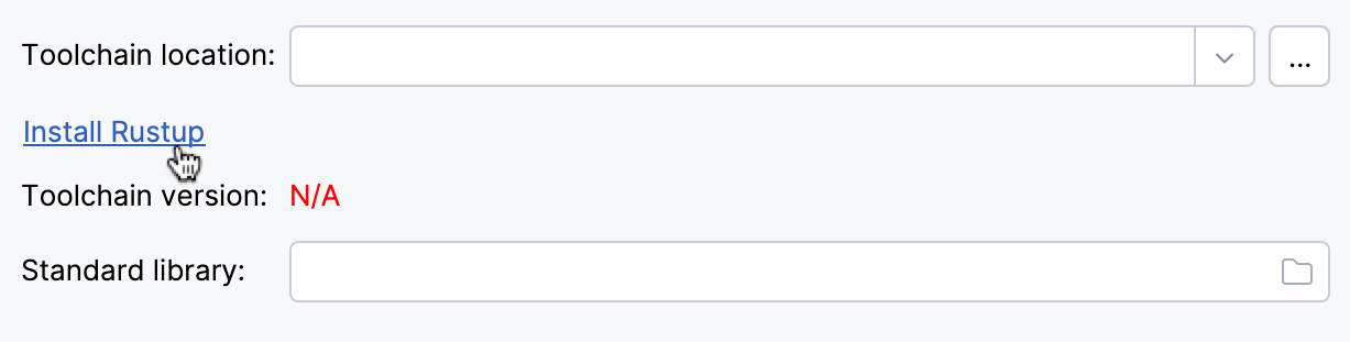 Install Rustup from the New Project wizard Install Rustup from the New Project wizard
