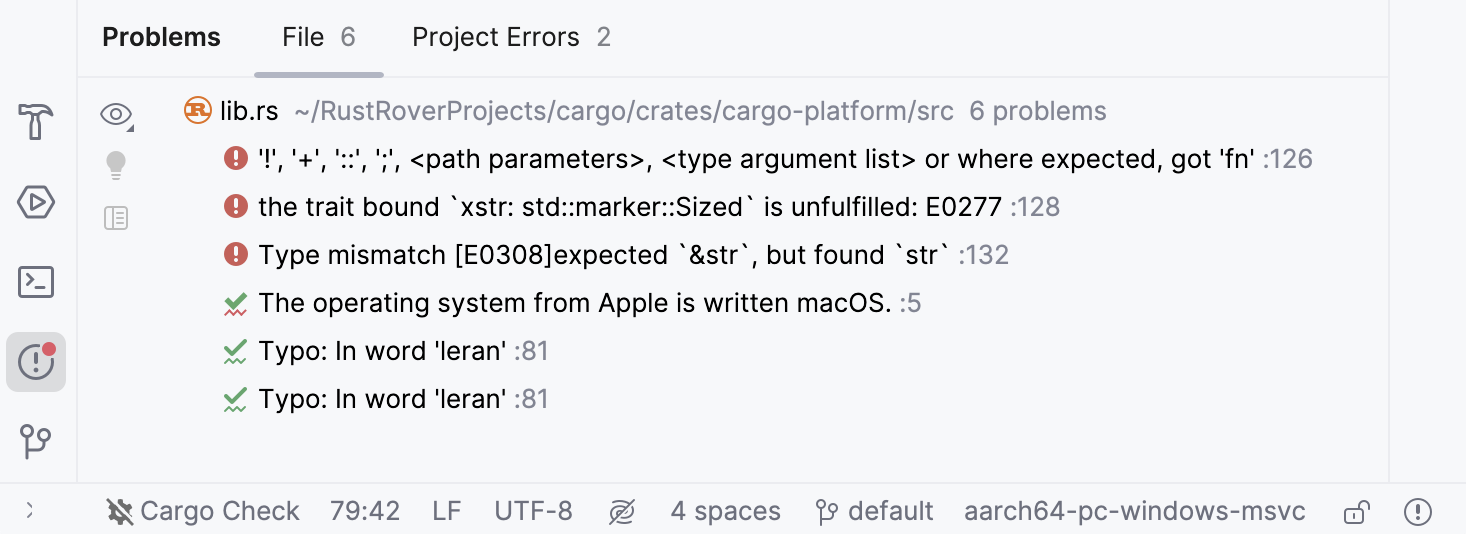 在工具窗口中查看问题列表