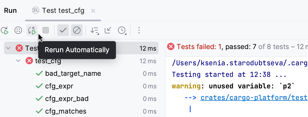 Rerun automatically option Rerun automatically option