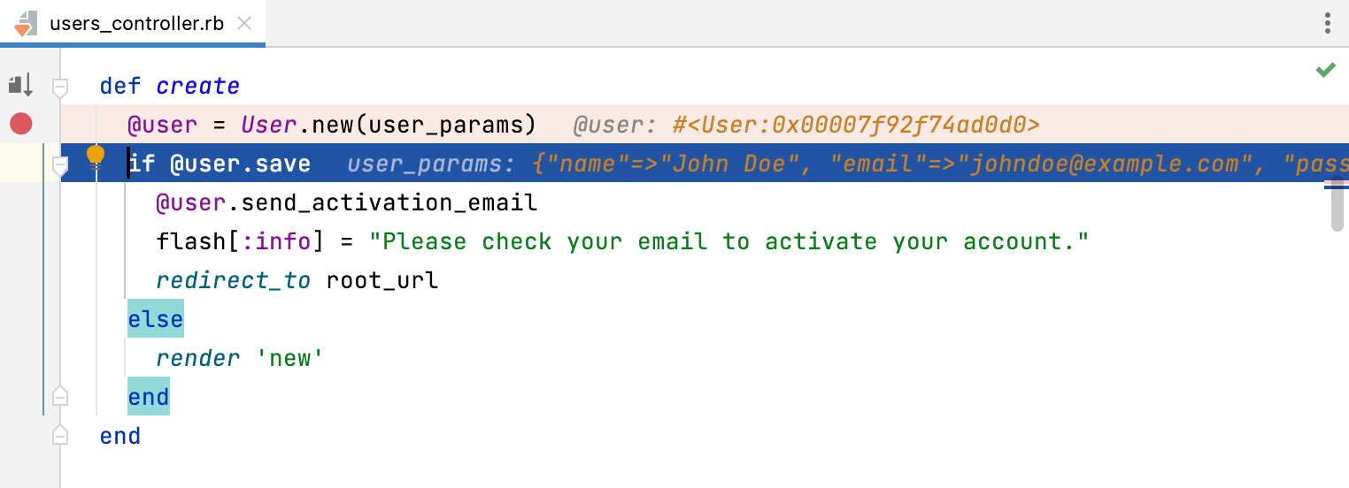 指示当前执行点的蓝线 指示当前执行点的蓝线