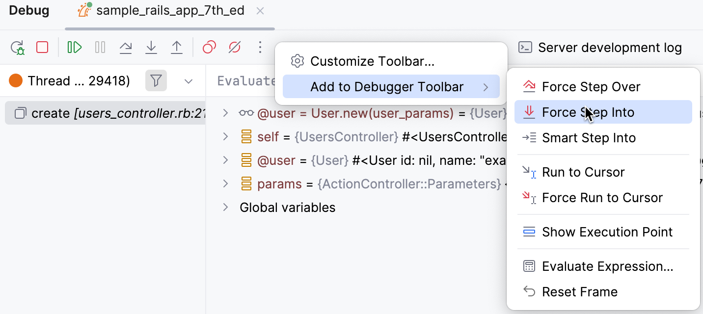 Customize Debugger Toolbar - add actions Customize Debugger Toolbar - add actions