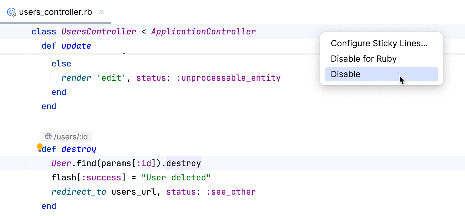 Disable Sticky Lines Disable Sticky Lines
