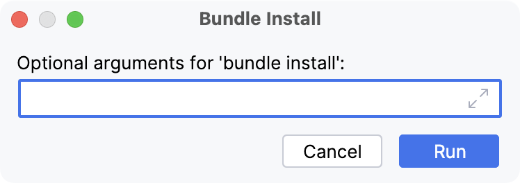 Bundle Install dialog Bundle Install dialog