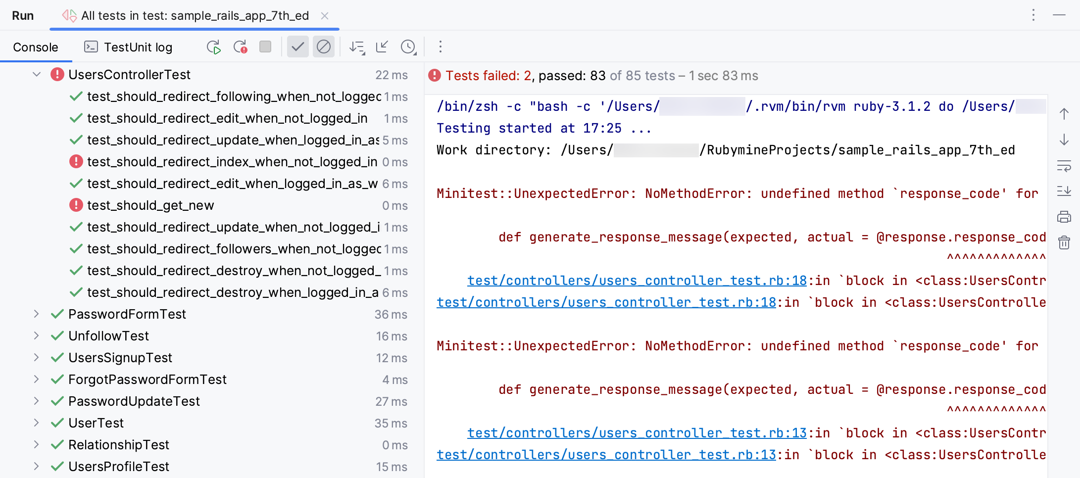 Failed tests Failed tests