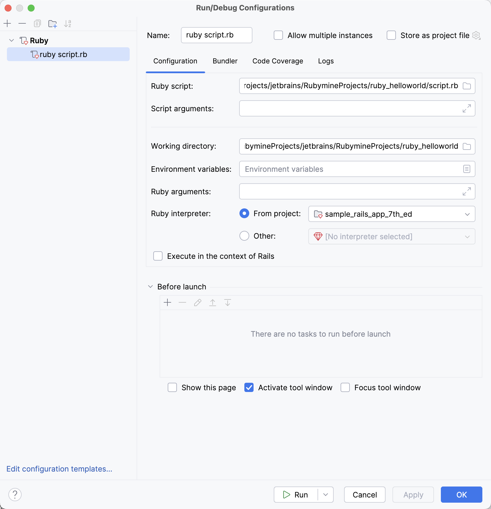 Run/Debug Configurations Run/Debug Configurations