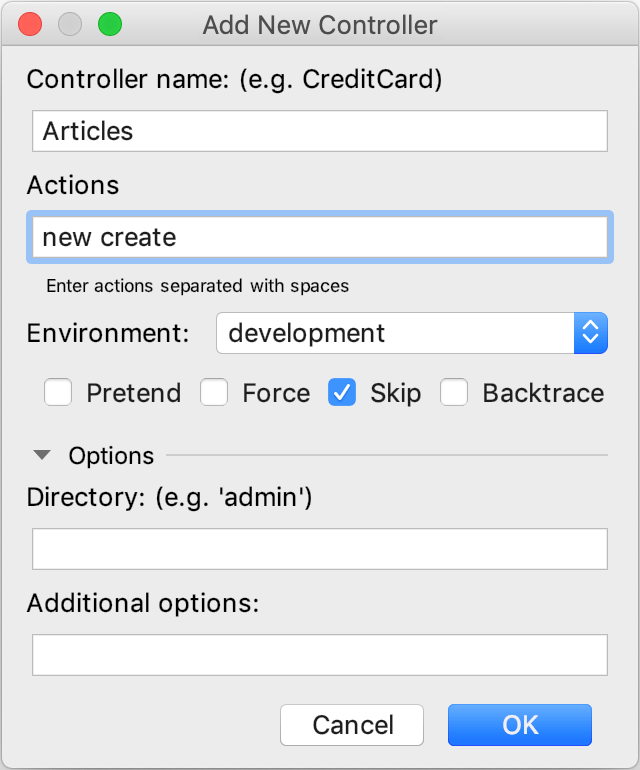Add New Controller Add New Controller