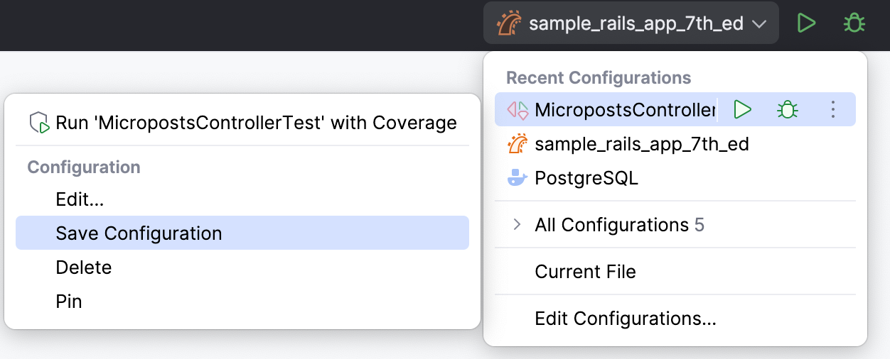 Edit run configurations Edit run configurations