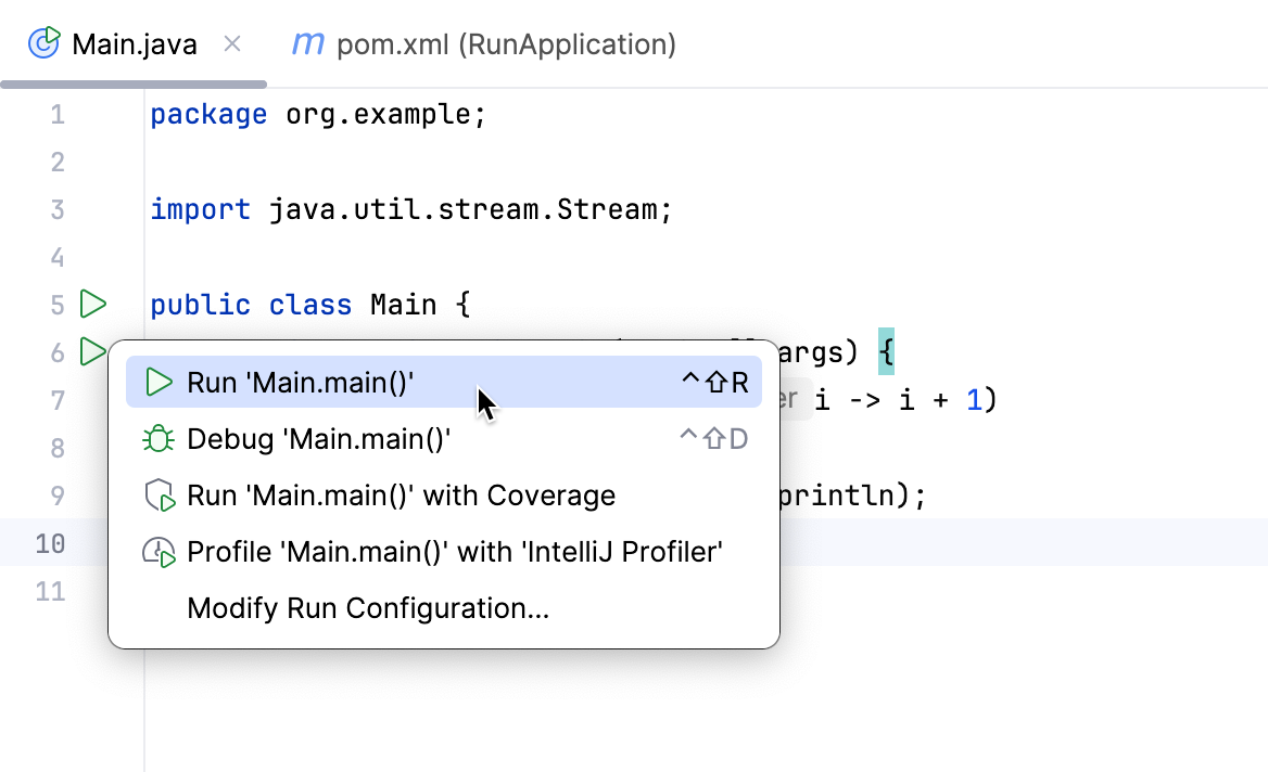 Run the application Run the application