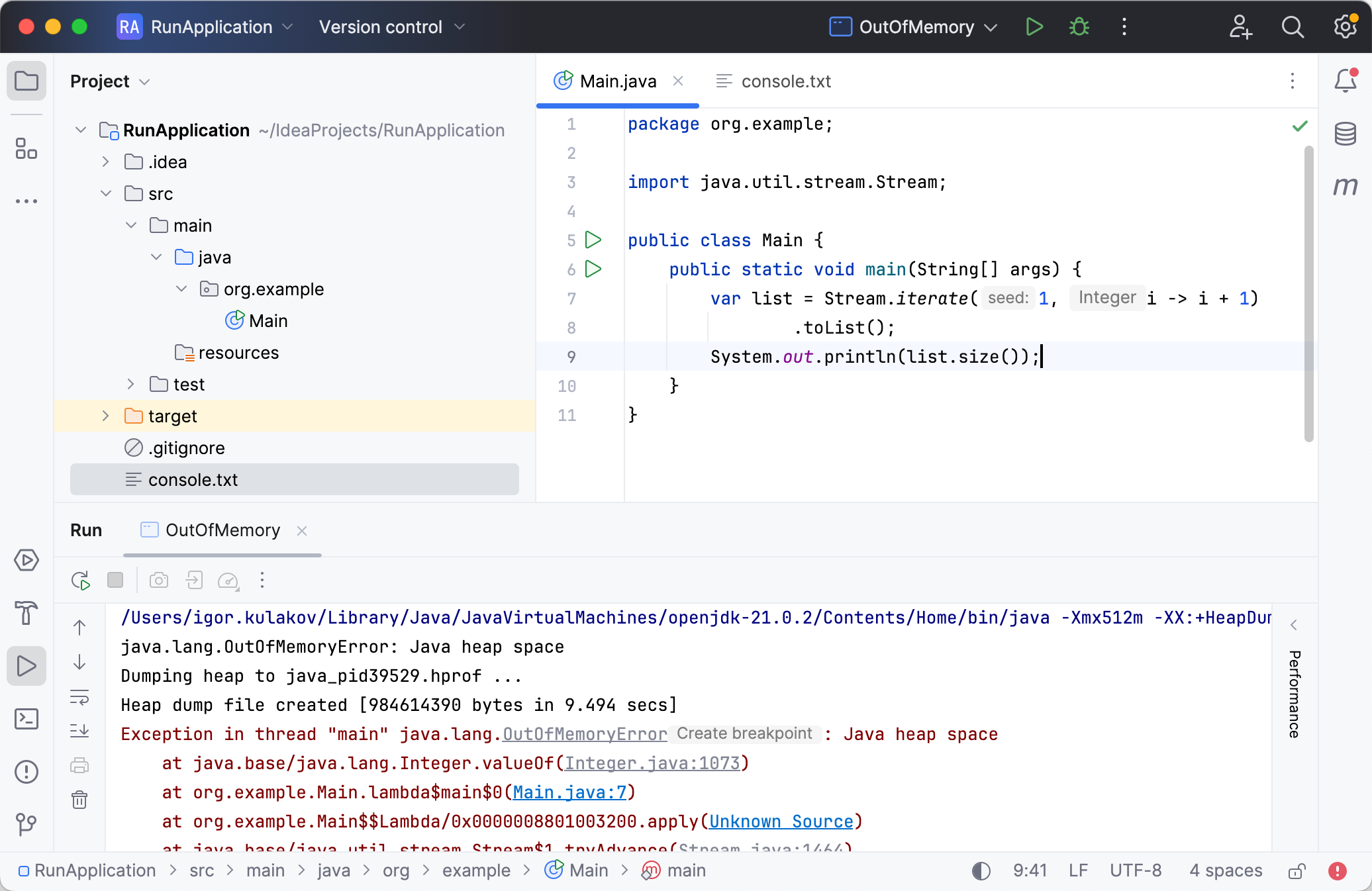 .hprof file has been created .hprof file has been created