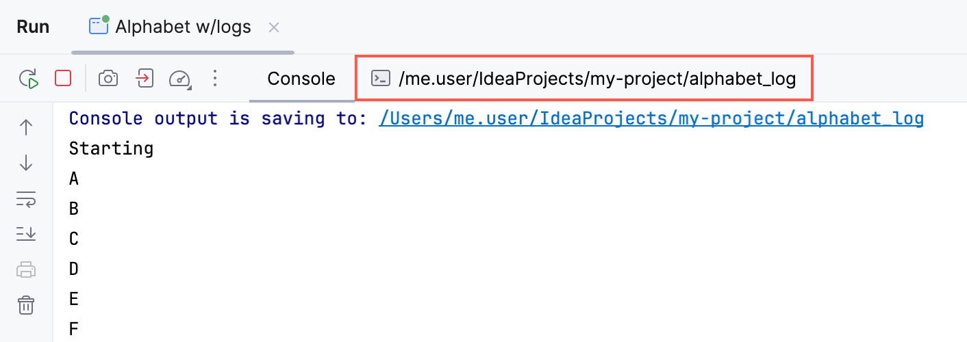 A tab named after the corresponding log file A tab named after the corresponding log file