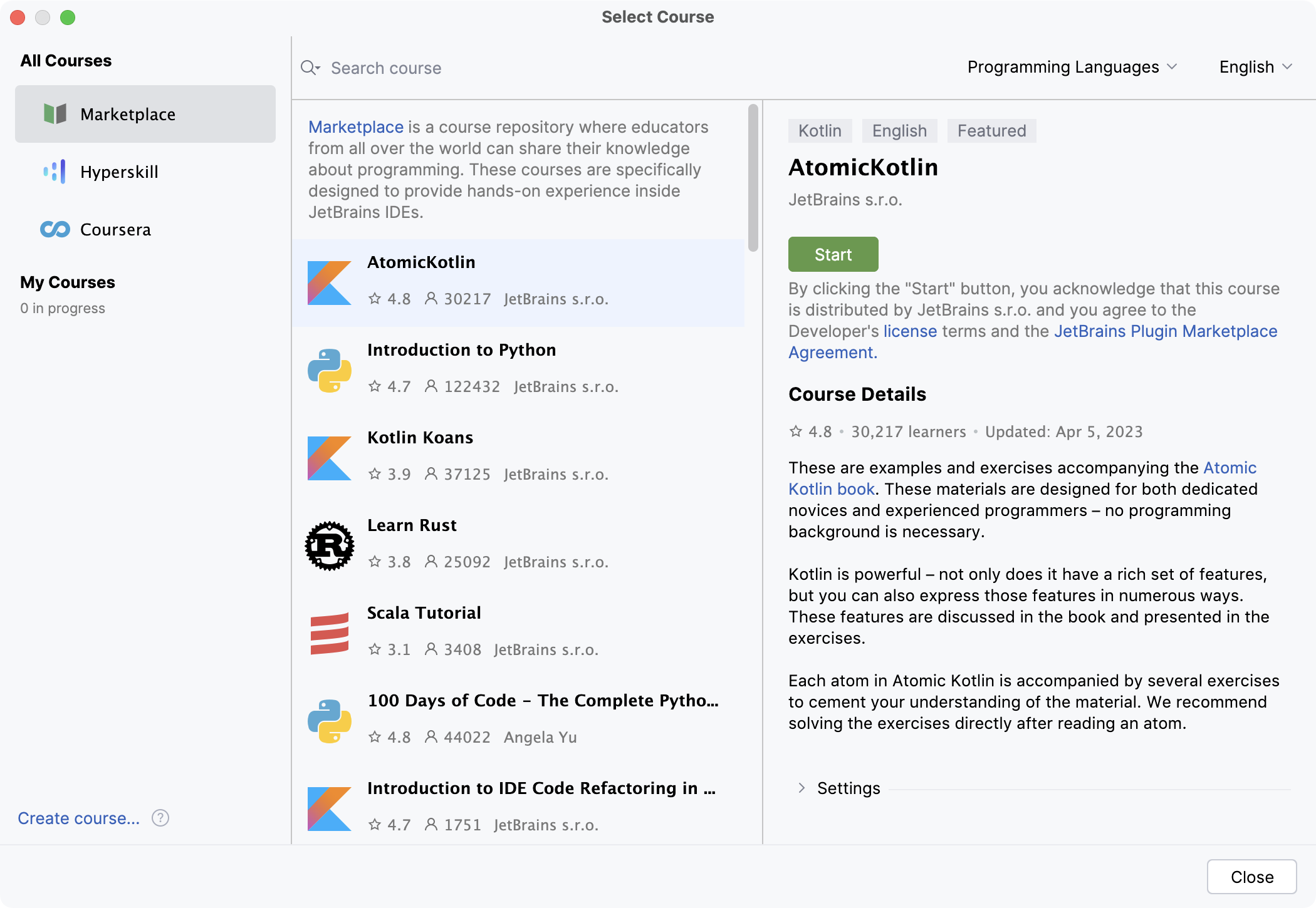 Select Course Select Course
