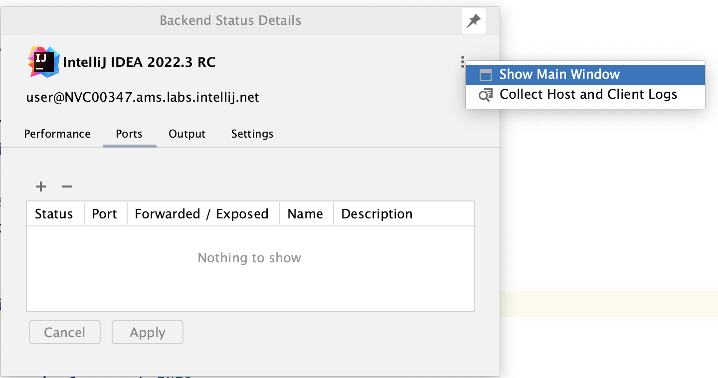 Show main tool window Show main tool window