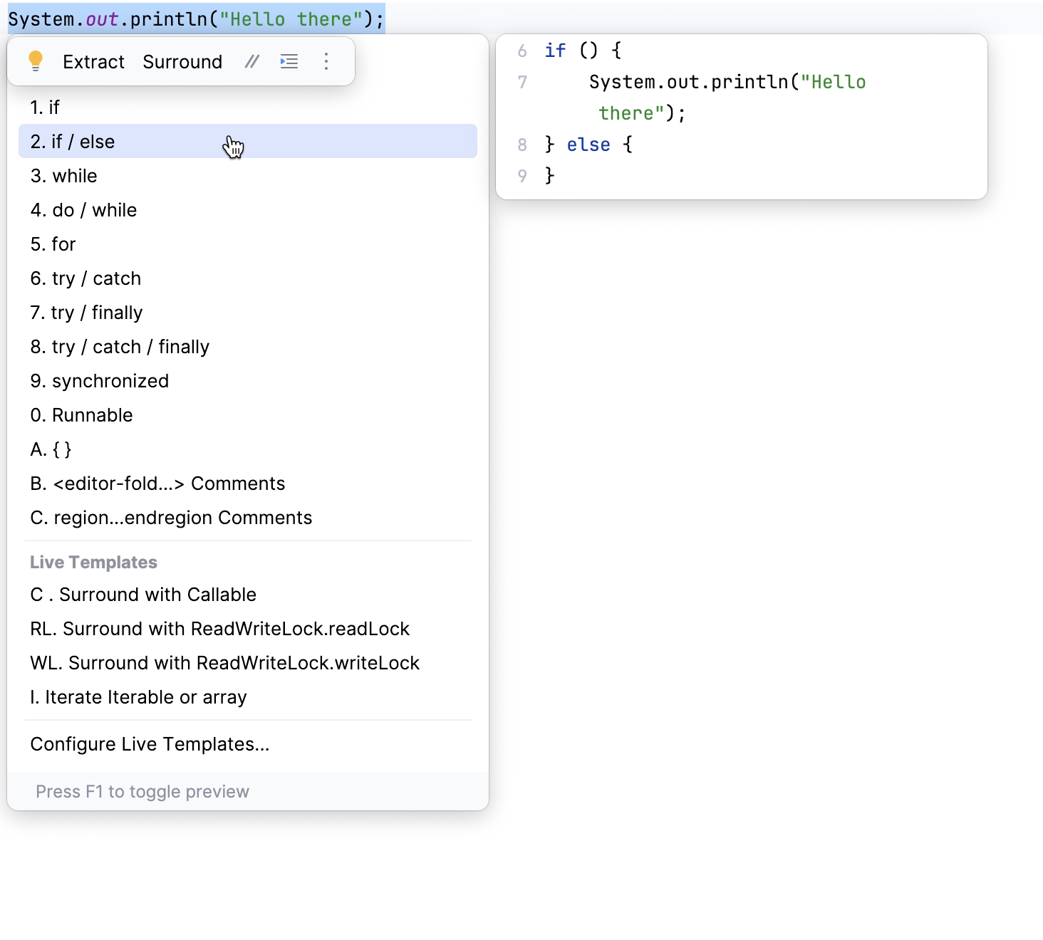 Preview for surround with options Preview for surround with options