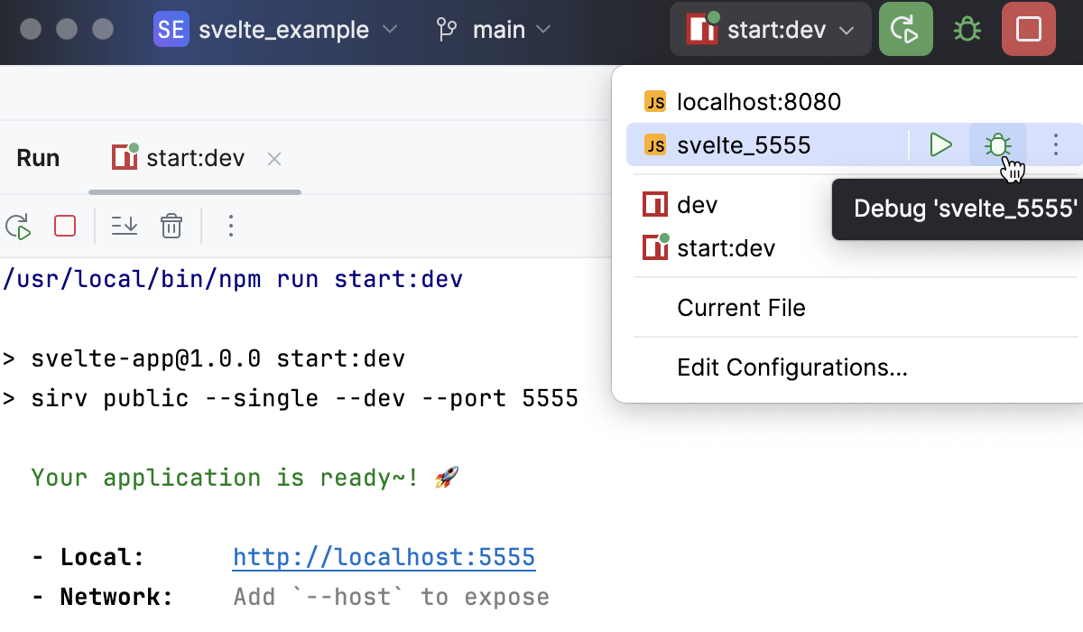 从运行小部件运行 JavaScript Debug 配置 从运行小部件运行 JavaScript Debug 配置