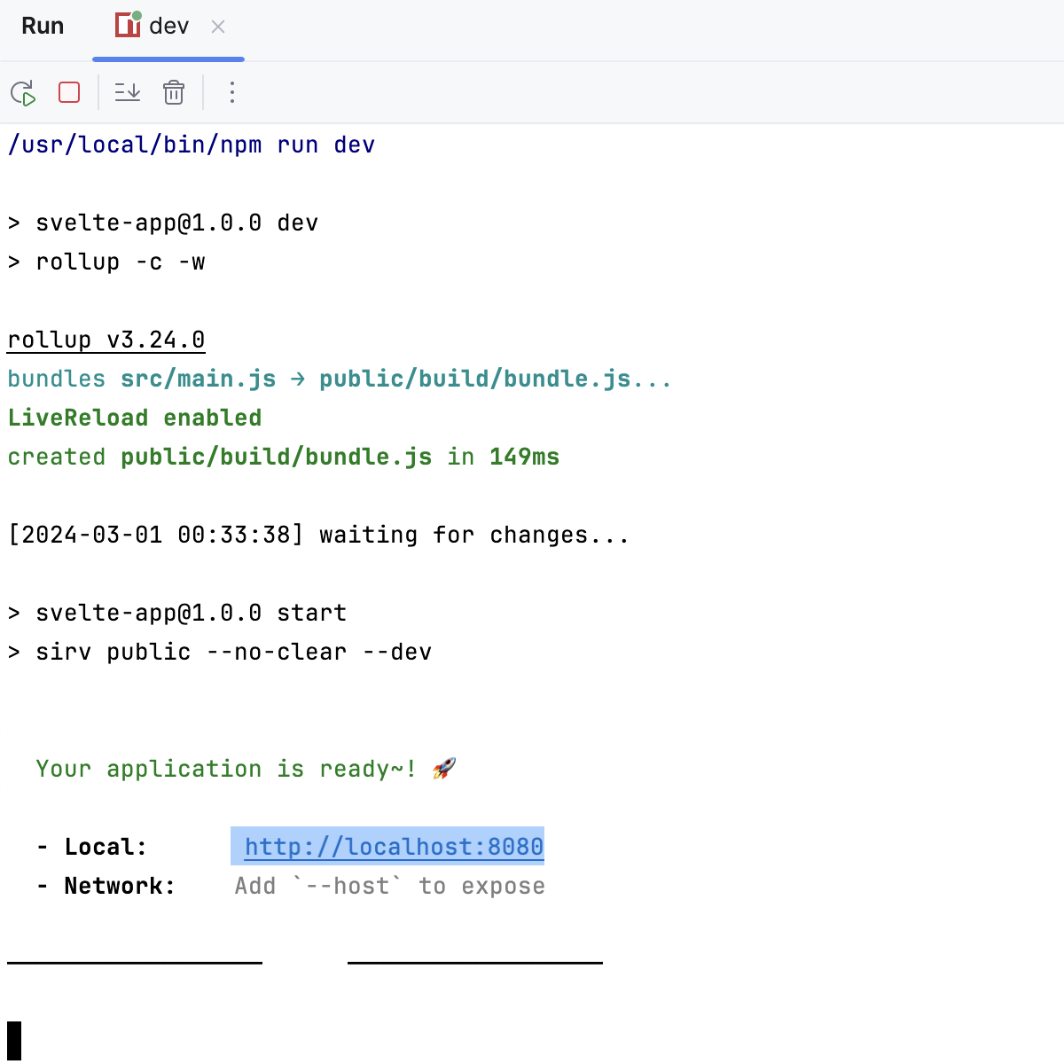 Svelte 应用正在开发模式中运行 Svelte 应用正在开发模式中运行