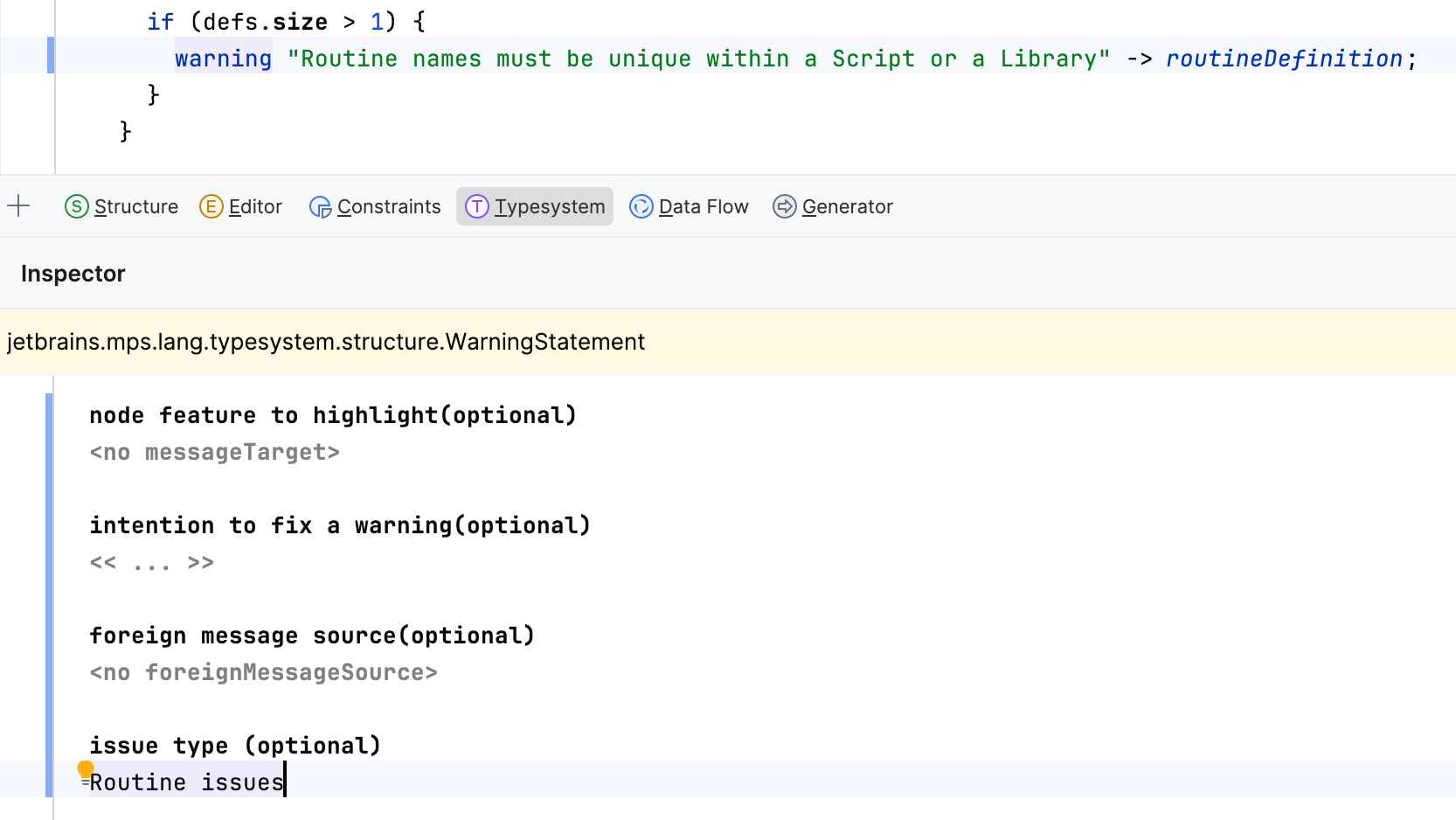 A definition of a typesystem category