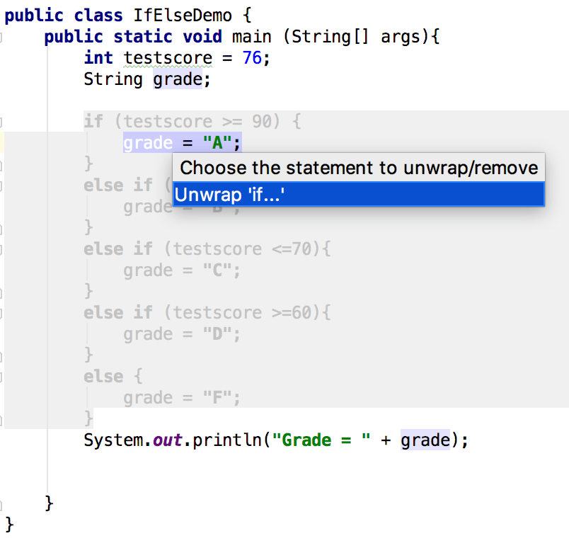 Select a statement to unwrap Select a statement to unwrap