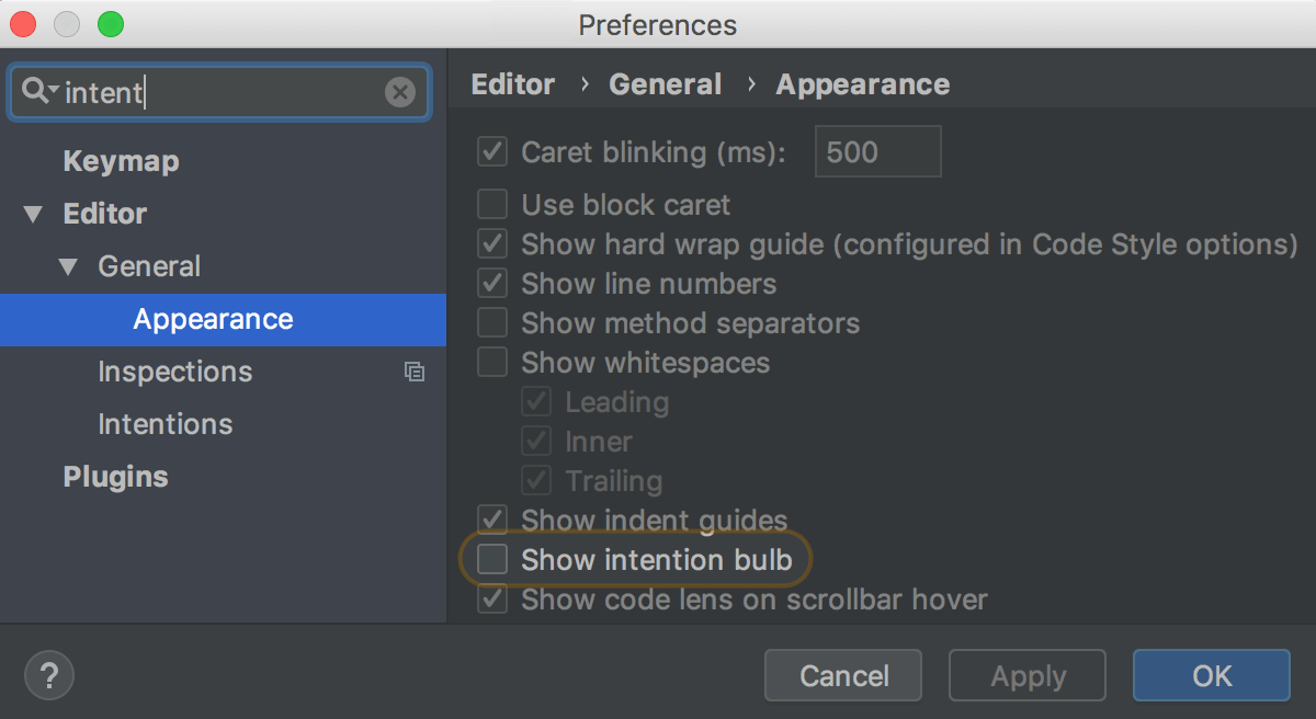 Search field in Settings dialog Search field in Settings dialog