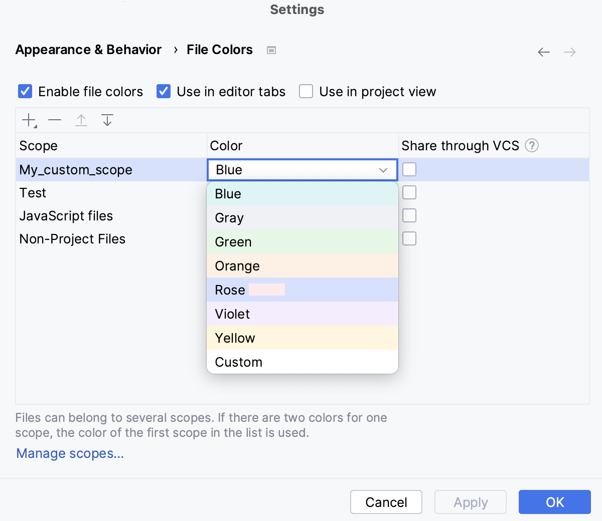 Picking another color for a custom scope