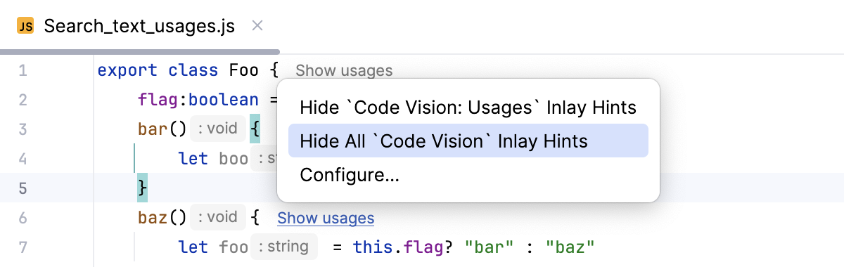 Disable Usages inlay hints in the editor Disable Usages inlay hints in the editor